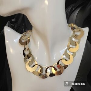 Vtg 1990s Goldtone Chunky Link Chain Unisex Holiday Necklace